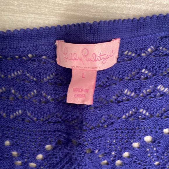 Lilly Pulitzer Paulette Crochet Sweater Shift Dress Spectrum Blue Large - Picture 3 of 7